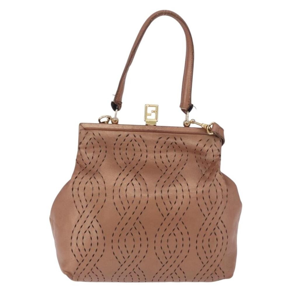 Fendi Leather Shoulder Bag Bronze Gold